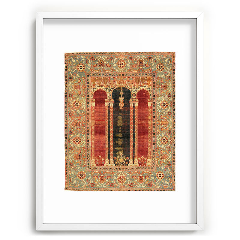 16th Century Carpet with Triple-Arch Design Turkish Print Framed Art Print