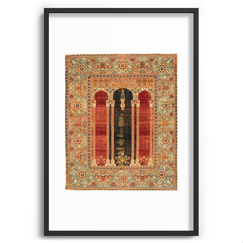 16th Century Carpet with Triple-Arch Design Turkish Print Framed Art Print