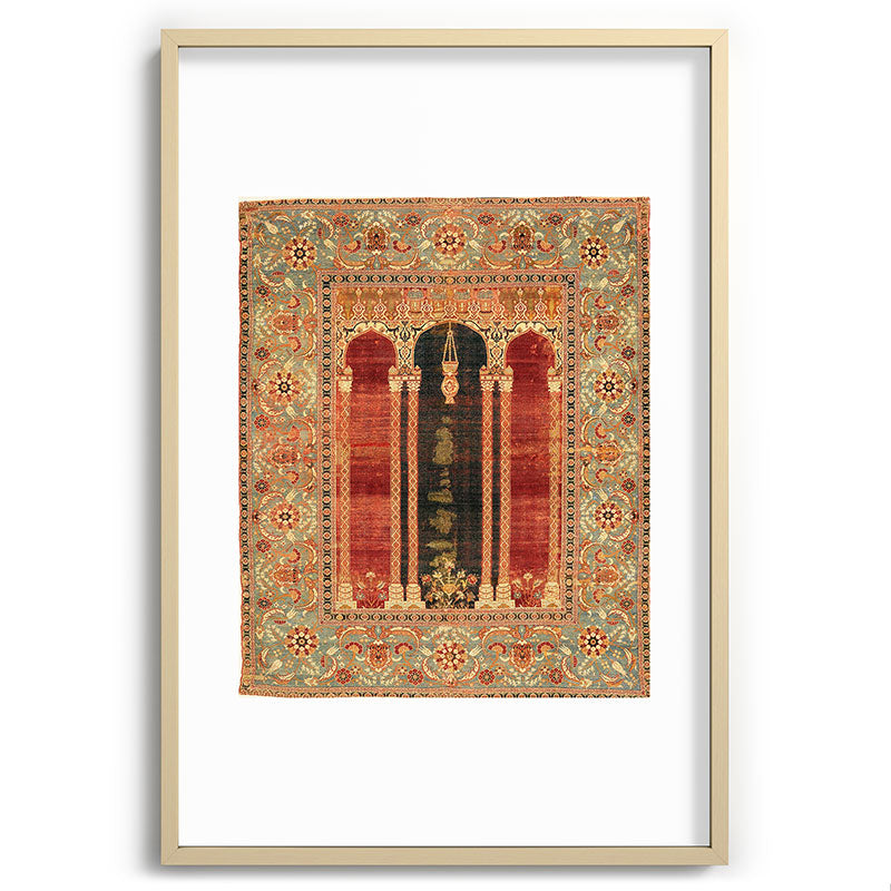 16th Century Carpet with Triple-Arch Design Turkish Print Framed Art Print