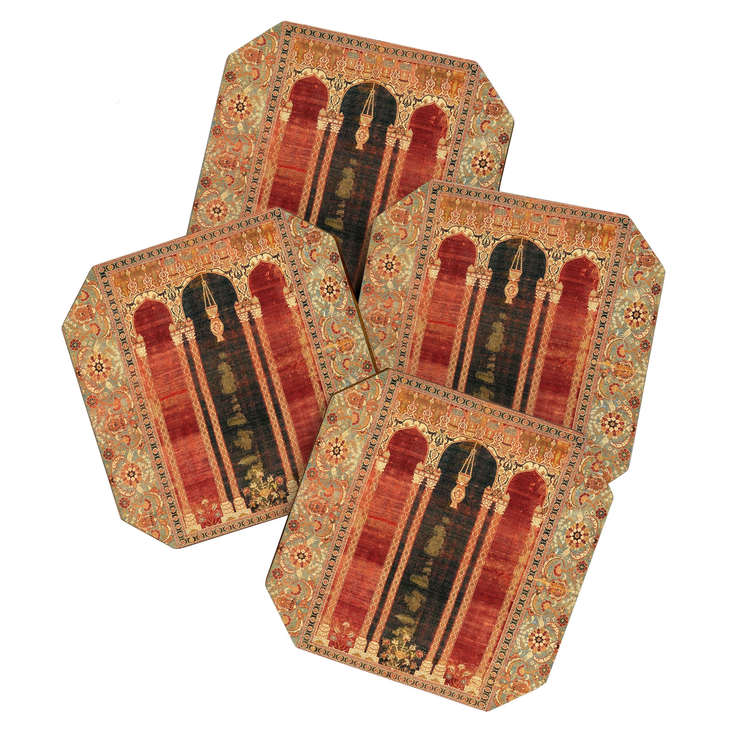 16th Century Carpet with Triple-Arch Design Turkish Print Coaster
