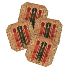 16th Century Carpet with Triple-Arch Design Turkish Print Coaster