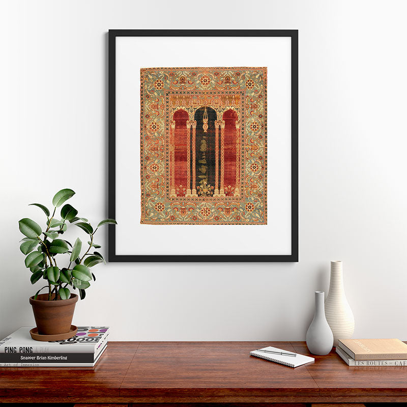 16th Century Carpet with Triple-Arch Design Turkish Print Framed Art Print