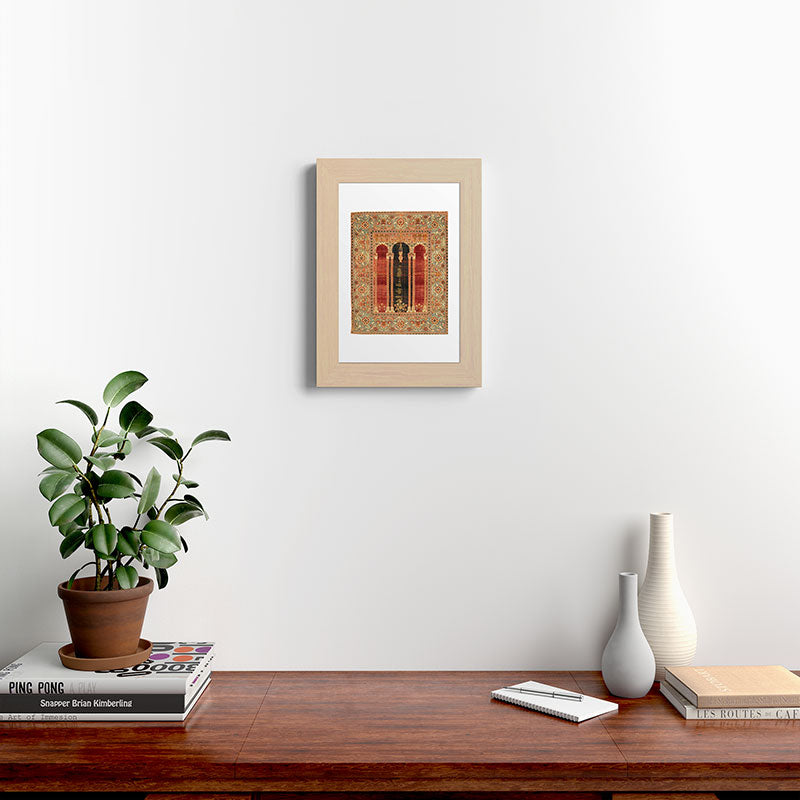 16th Century Carpet with Triple-Arch Design Turkish Print Framed Art Print