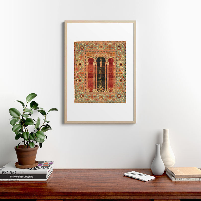 16th Century Carpet with Triple-Arch Design Turkish Print Framed Art Print