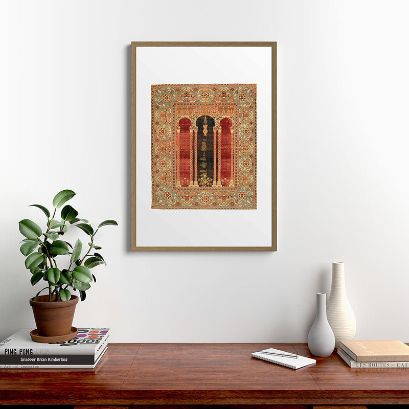 16th Century Carpet with Triple-Arch Design Turkish Print Framed Art Print