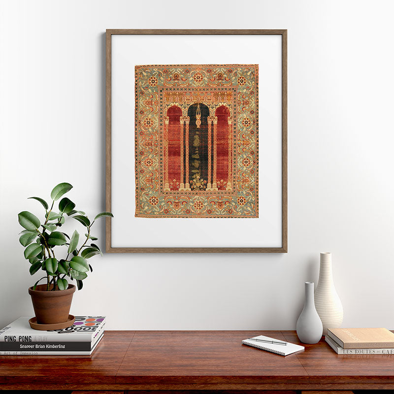 16th Century Carpet with Triple-Arch Design Turkish Print Framed Art Print