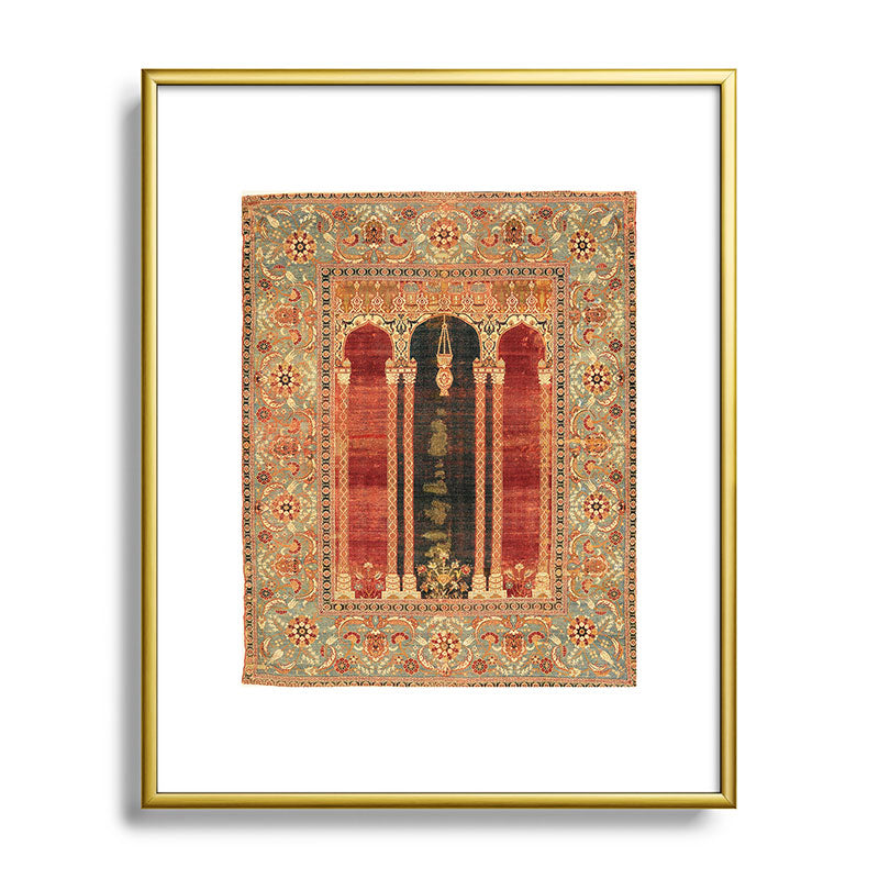 16th Century Carpet with Triple-Arch Design Turkish Print Framed Art Print