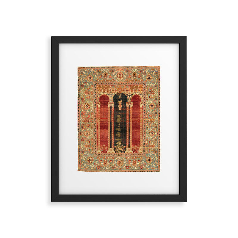 16th Century Carpet with Triple-Arch Design Turkish Print Framed Art Print