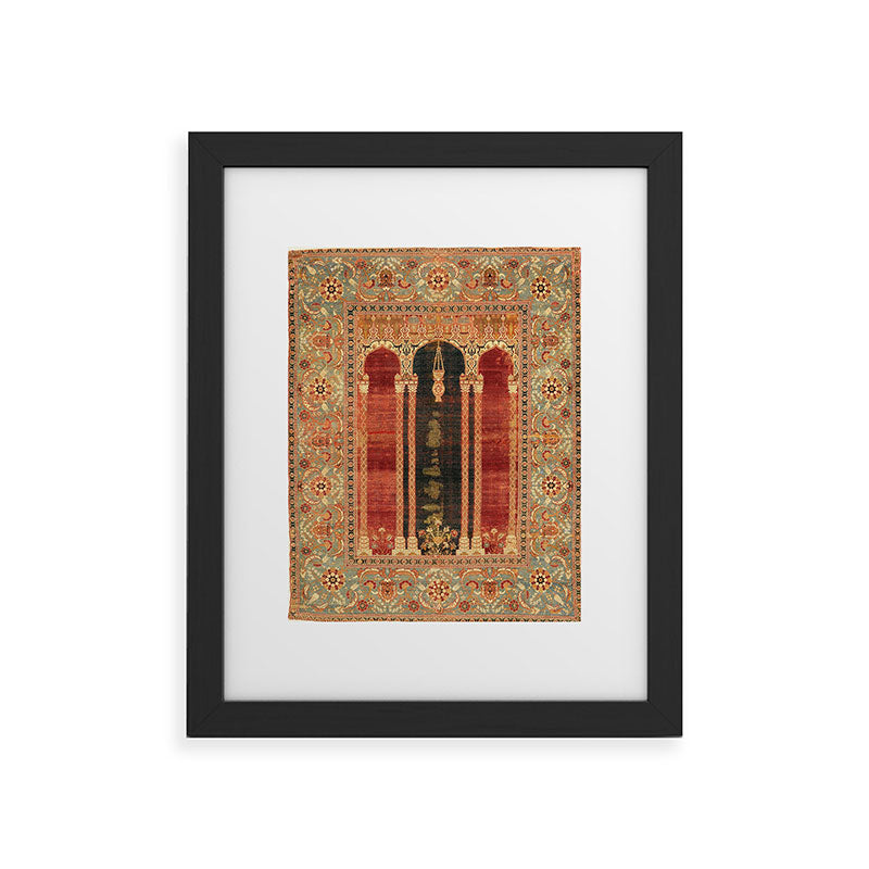 16th Century Carpet with Triple-Arch Design Turkish Print Framed Art Print