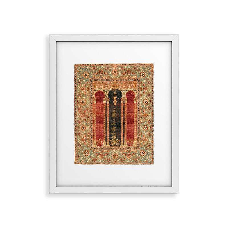 16th Century Carpet with Triple-Arch Design Turkish Print Framed Art Print