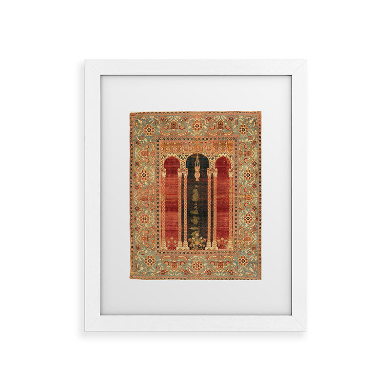 16th Century Carpet with Triple-Arch Design Turkish Print Framed Art Print