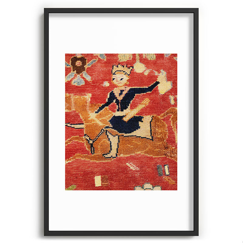 17th Century Isfahan Persian Animal Rug Print Framed Art Print