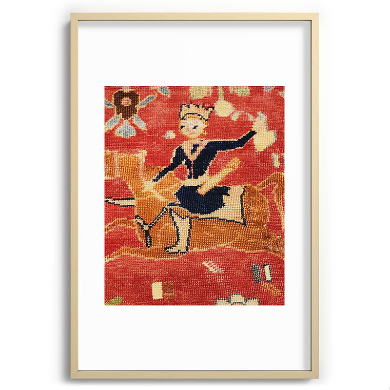 17th Century Isfahan Persian Animal Rug Print Framed Art Print
