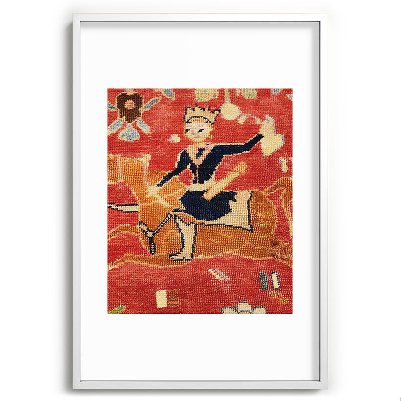 17th Century Isfahan Persian Animal Rug Print Framed Art Print