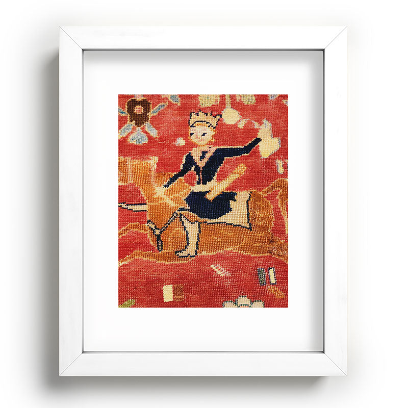 17th Century Isfahan Persian Animal Rug Print Framed Art Print