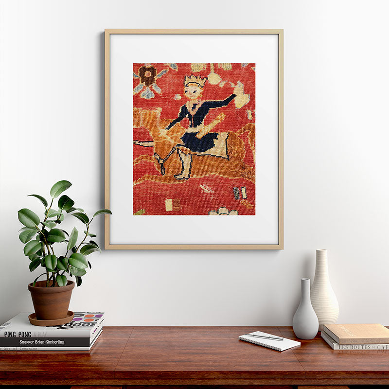 17th Century Isfahan Persian Animal Rug Print Framed Art Print