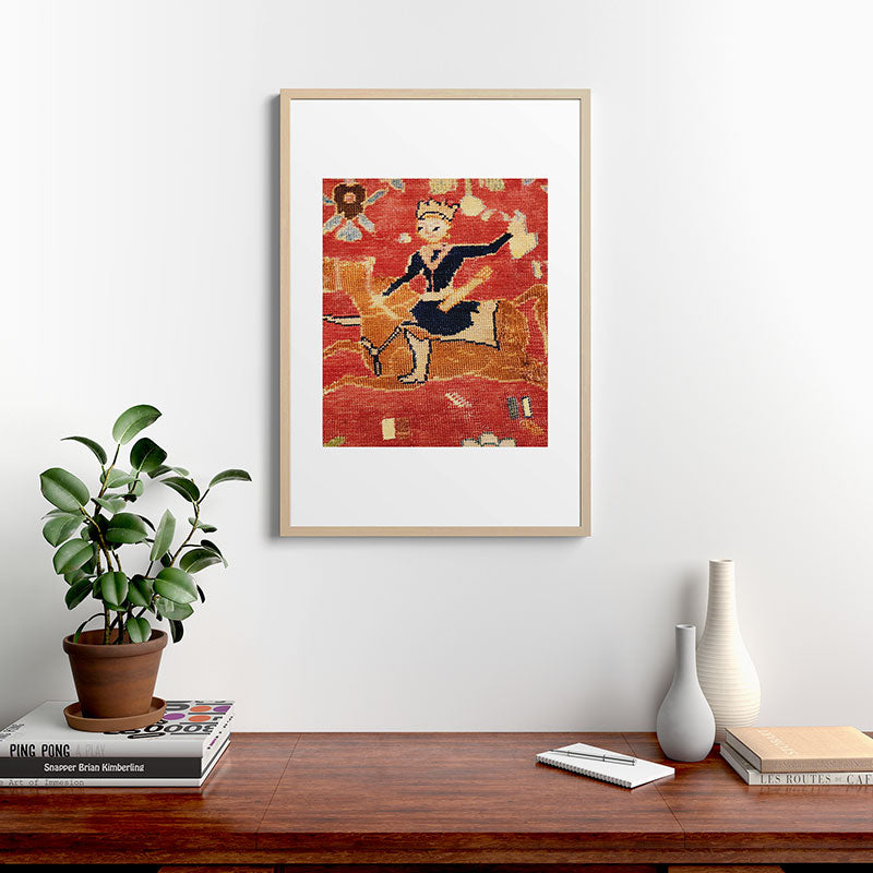 17th Century Isfahan Persian Animal Rug Print Framed Art Print