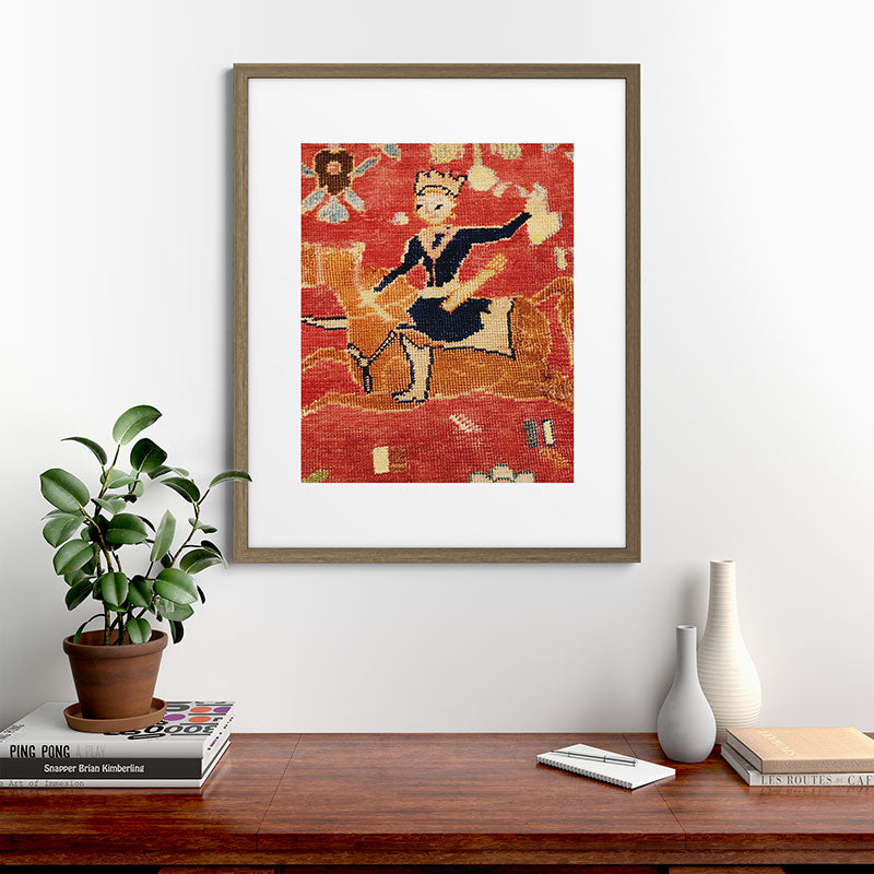 17th Century Isfahan Persian Animal Rug Print Framed Art Print