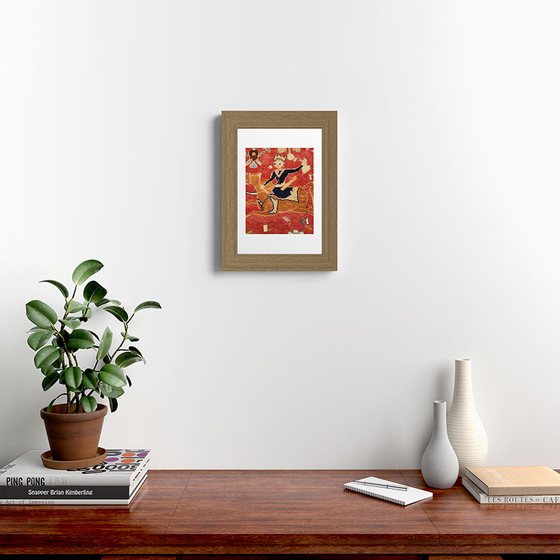 17th Century Isfahan Persian Animal Rug Print Framed Art Print