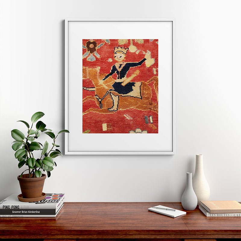 17th Century Isfahan Persian Animal Rug Print Framed Art Print