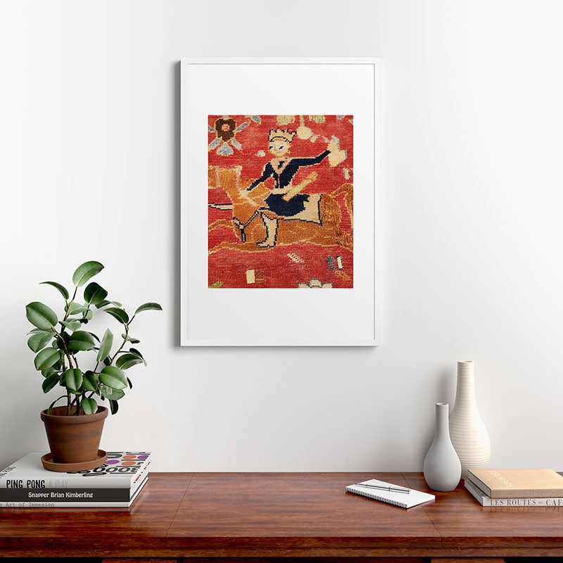 17th Century Isfahan Persian Animal Rug Print Framed Art Print