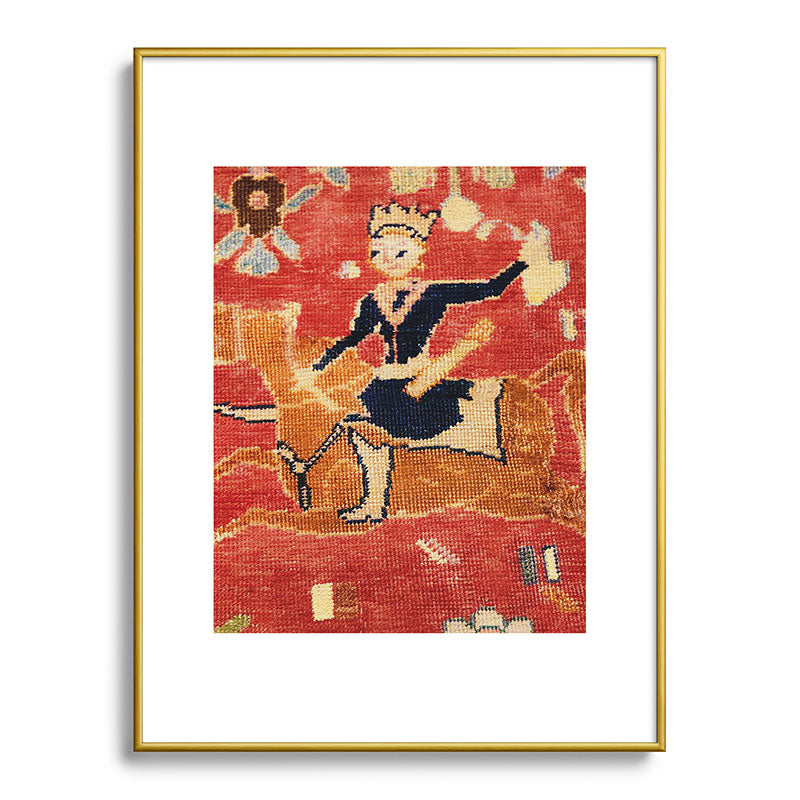 17th Century Isfahan Persian Animal Rug Print Framed Art Print