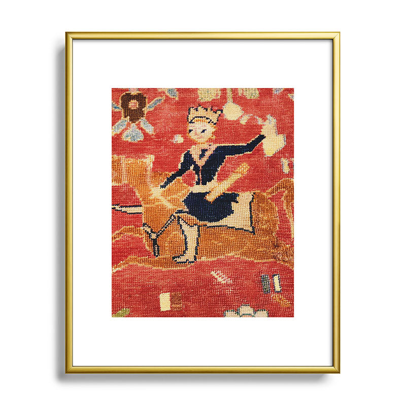17th Century Isfahan Persian Animal Rug Print Framed Art Print