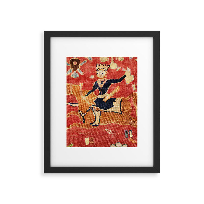 17th Century Isfahan Persian Animal Rug Print Framed Art Print
