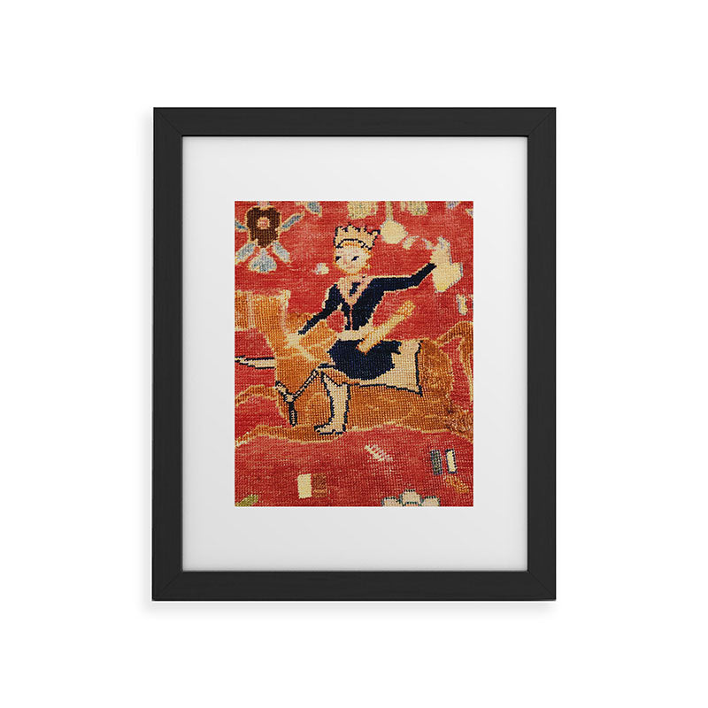 17th Century Isfahan Persian Animal Rug Print Framed Art Print