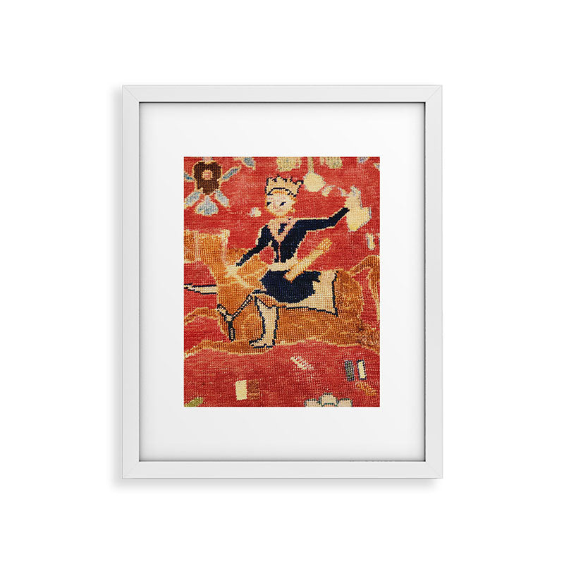 17th Century Isfahan Persian Animal Rug Print Framed Art Print