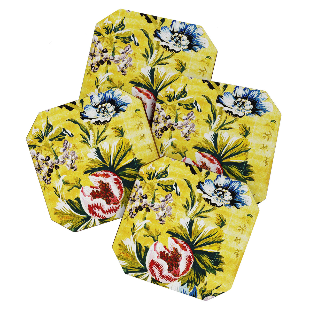 18th Century English Floral Print Coaster