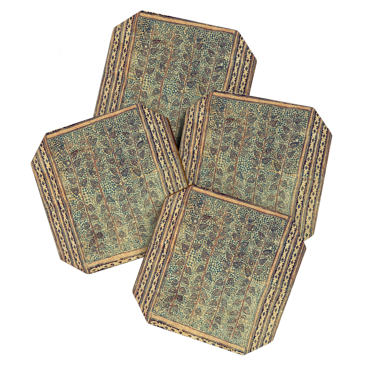18th Century Indian Tree Textile Digital Art Painting  Coaster