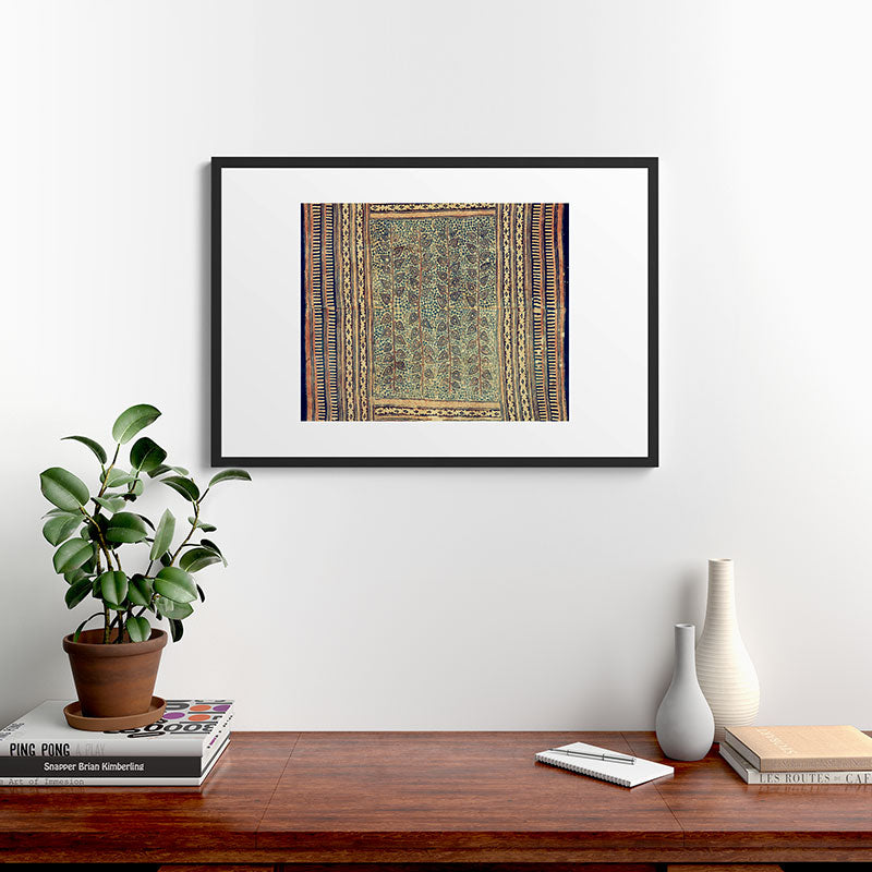 18th Century Indian Tree Textile Digital Art Painting  Framed Art Print
