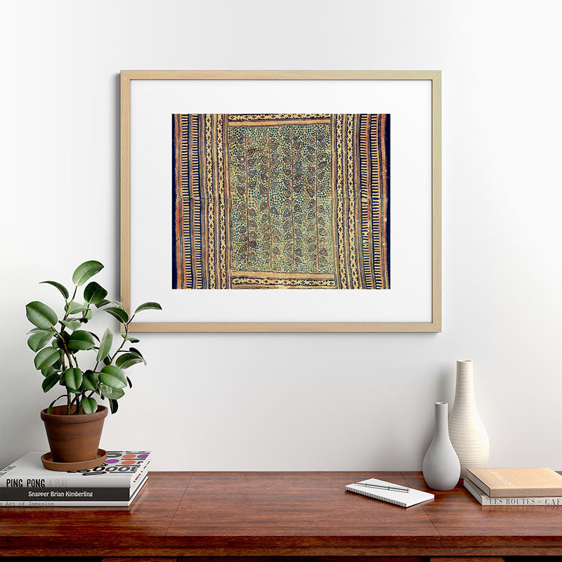 18th Century Indian Tree Textile Digital Art Painting  Framed Art Print