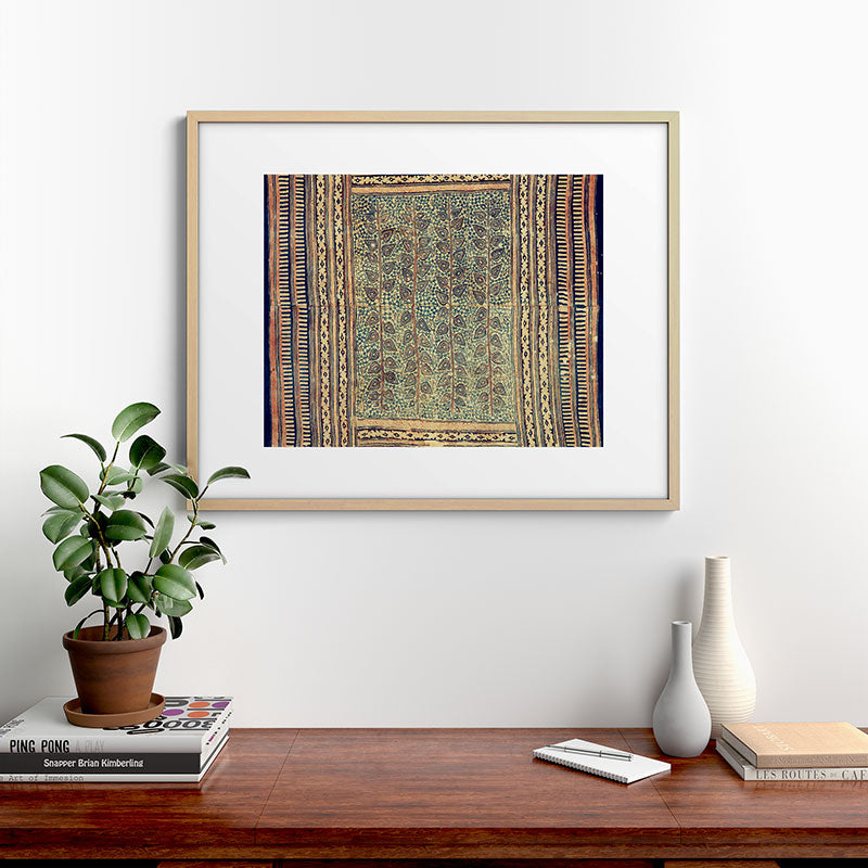 18th Century Indian Tree Textile Digital Art Painting  Framed Art Print