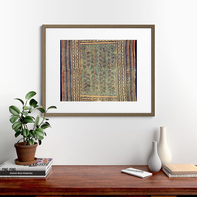 18th Century Indian Tree Textile Digital Art Painting  Framed Art Print