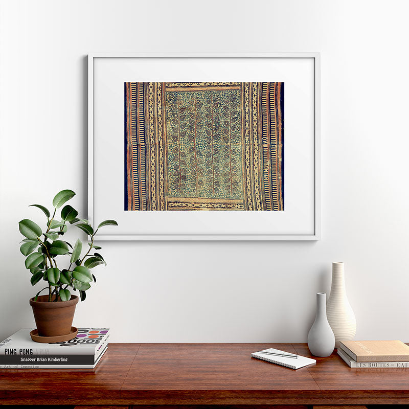 18th Century Indian Tree Textile Digital Art Painting  Framed Art Print