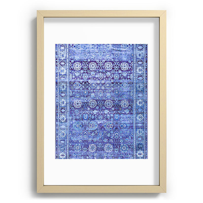 18th Century Isfahan Persian Rug Pattern in Blue Framed Art Print