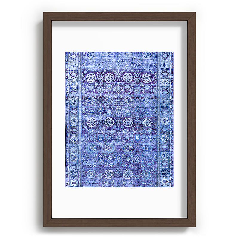 18th Century Isfahan Persian Rug Pattern in Blue Framed Art Print