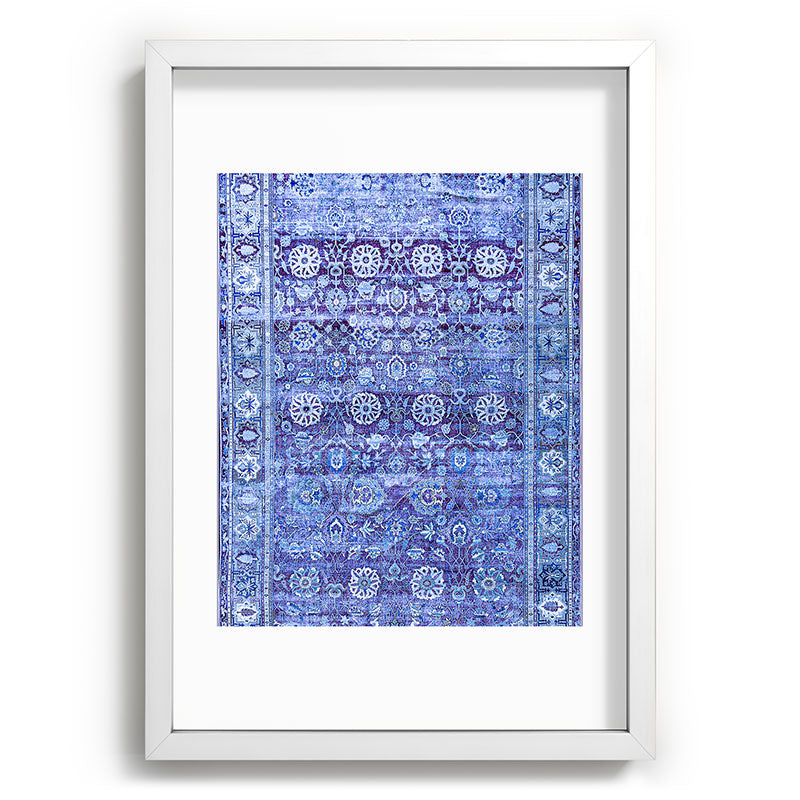 18th Century Isfahan Persian Rug Pattern in Blue Framed Art Print