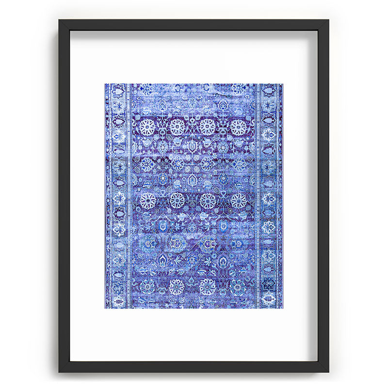 18th Century Isfahan Persian Rug Pattern in Blue Framed Art Print