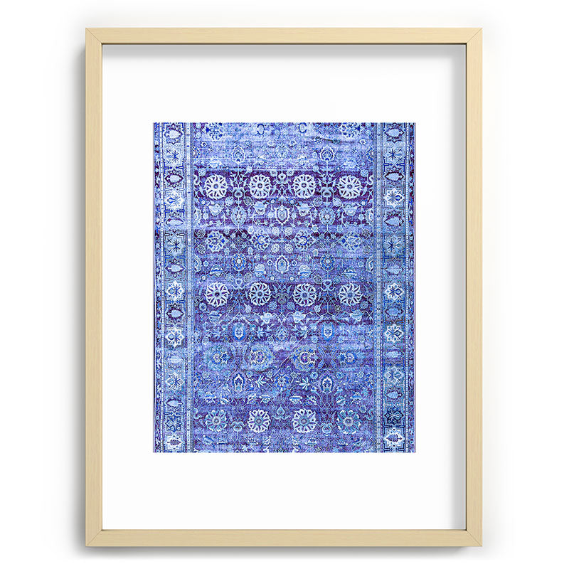18th Century Isfahan Persian Rug Pattern in Blue Framed Art Print
