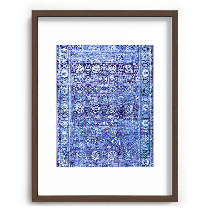 18th Century Isfahan Persian Rug Pattern in Blue Framed Art Print