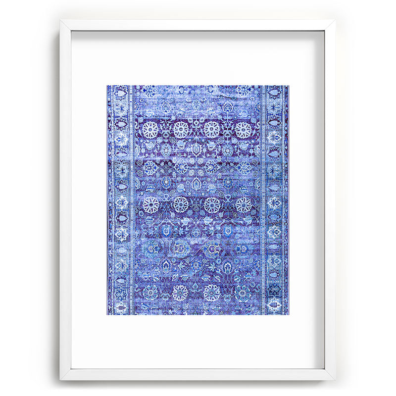 18th Century Isfahan Persian Rug Pattern in Blue Framed Art Print