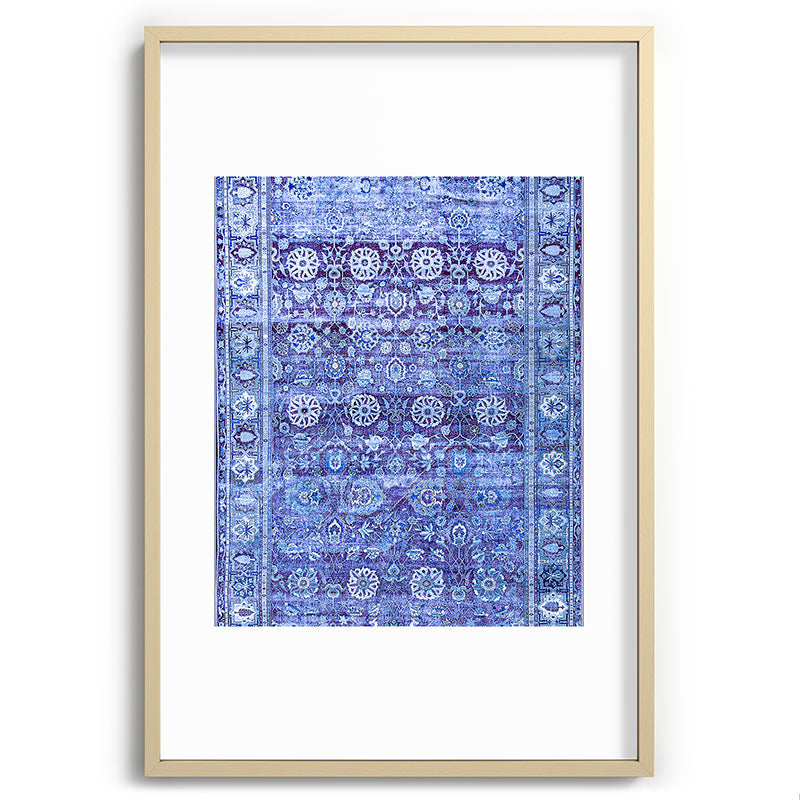 18th Century Isfahan Persian Rug Pattern in Blue Framed Art Print