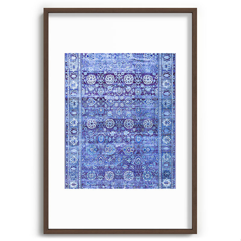 18th Century Isfahan Persian Rug Pattern in Blue Framed Art Print