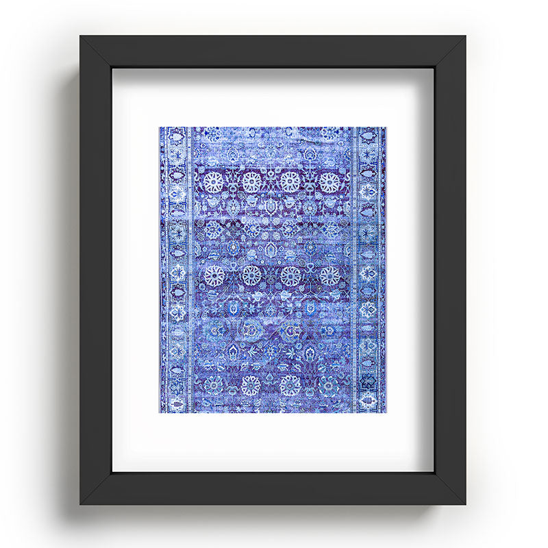 18th Century Isfahan Persian Rug Pattern in Blue Framed Art Print