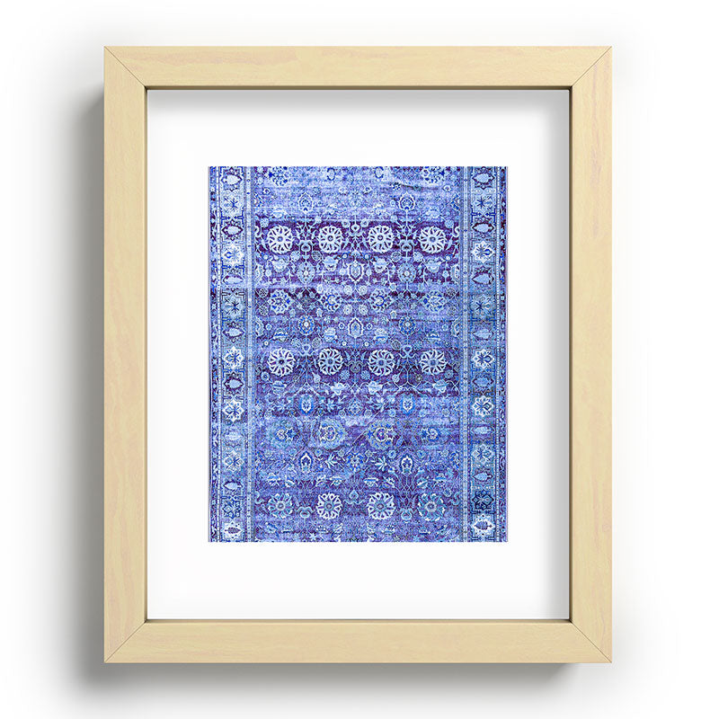 18th Century Isfahan Persian Rug Pattern in Blue Framed Art Print