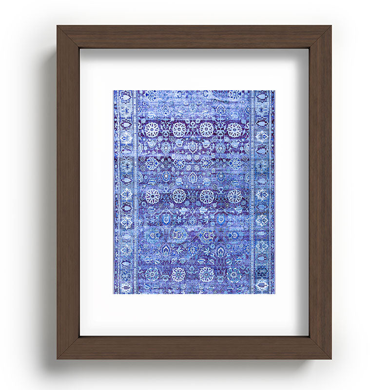 18th Century Isfahan Persian Rug Pattern in Blue Framed Art Print