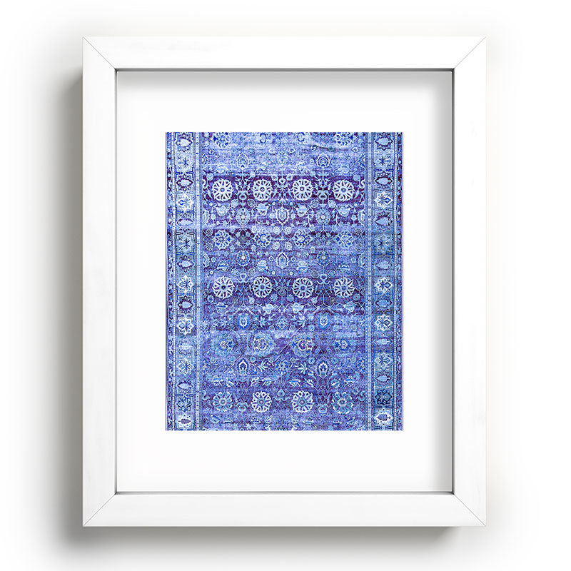 18th Century Isfahan Persian Rug Pattern in Blue Framed Art Print